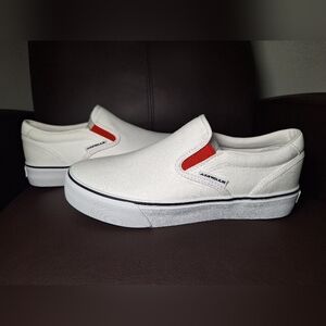 Airwalk Canvas Slip-Ons in White with Red Detail